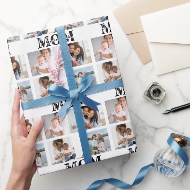 Cute I LOVE YOU MOM Mother's Day Photo Wrapping Paper (Gifting)