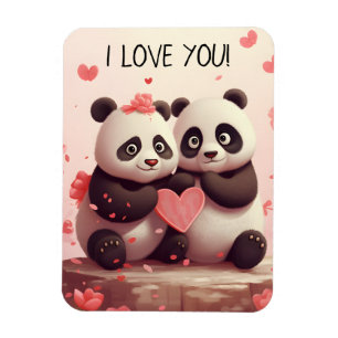 Cute I Love You Panda Valentine Magnet