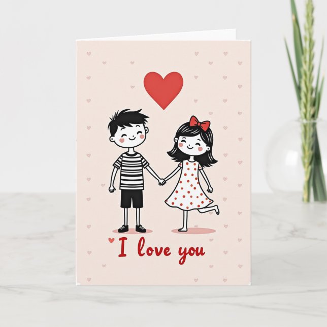 Cute I Love You Polka Dot Card (Front)