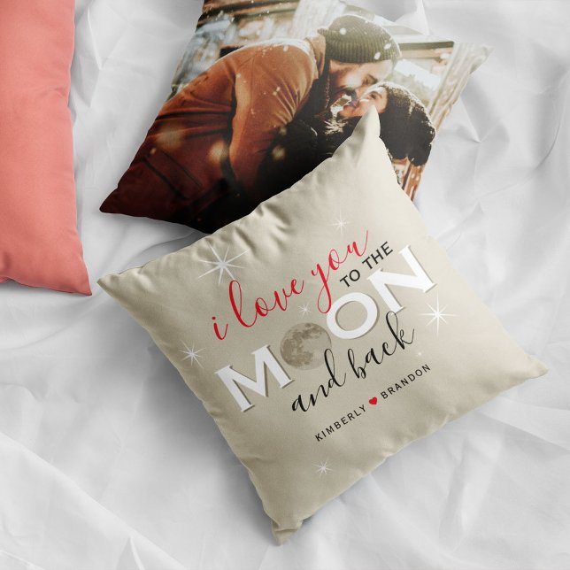 Cute 'I Love You to the Moon and Back' Photo Throw Pillow (Creator Uploaded)