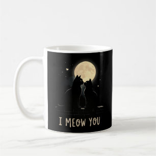 Cute 'I Meow You' Pun Black Cats in Love Coffee Mug