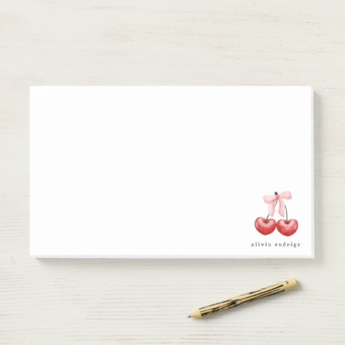 Cute  I Red  & Pink Cherry Heart Bow Post-it Notes