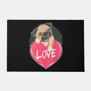 Cute I Steal Hearts Pug Valentine Day Gift Doormat