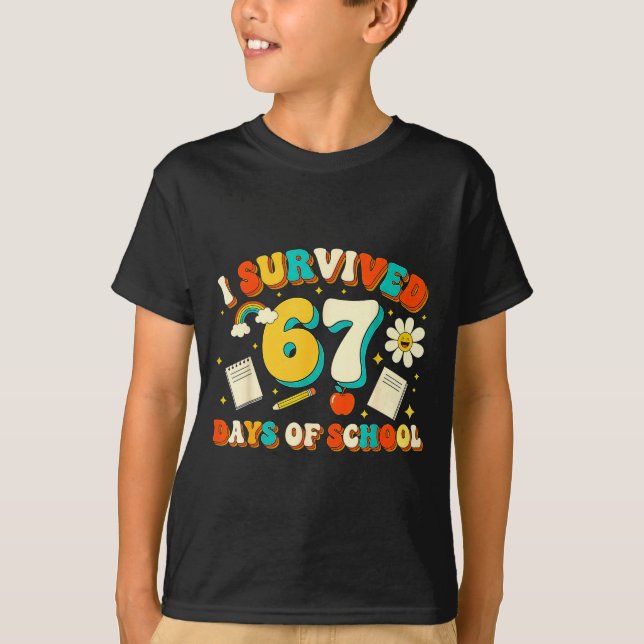 Cute I Survived 67 Days Of School Funny Meme Teach T-Shirt (Front)