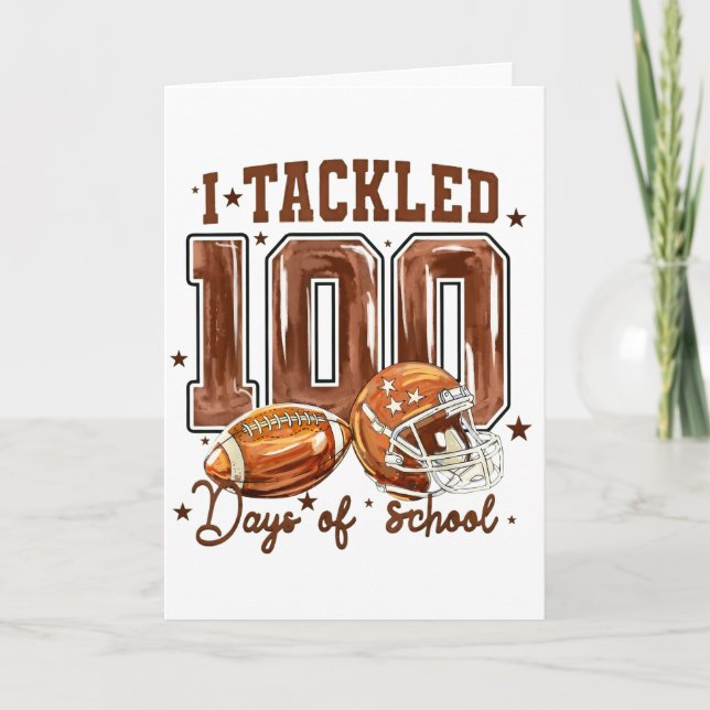 Cute I Tackled 100 Days School Football Kids Card (Front)