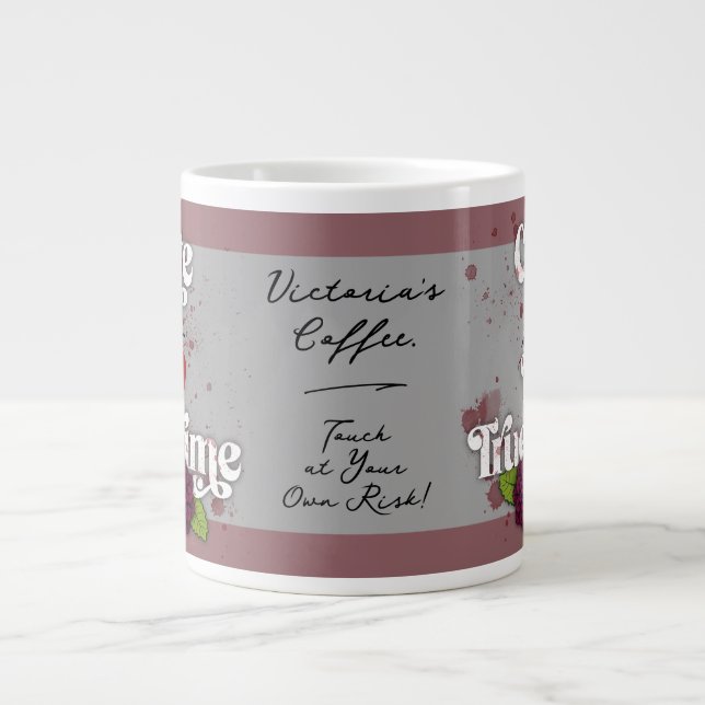 Cute & I ❤️ True Crime.–Personalized Name Giant Coffee Mug (Front)