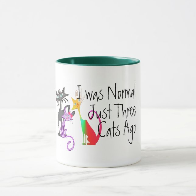cute i was normal three cats ago cat mom pet lover mug (Center)