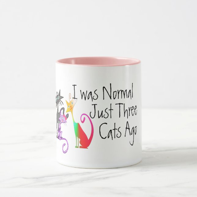 cute i was normal three cats ago funny cat mom mug (Center)