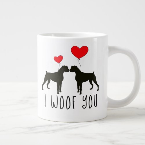 Cute I Woof You  Boxer Dog Giant Coffee Mug