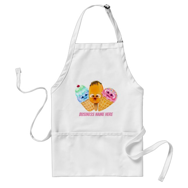 Cute ice cream add name adult apron (Front)