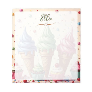 Cute Ice cream and cupcakes Personalized Notepad