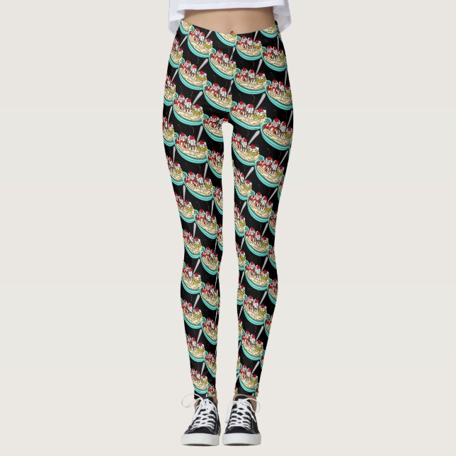 Cute Ice Cream Banana Split   Leggings (Front)