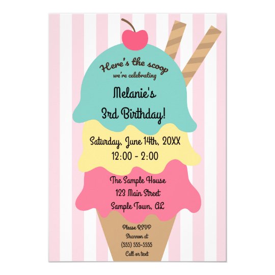 cute ice cream birthday invitation zazzle com