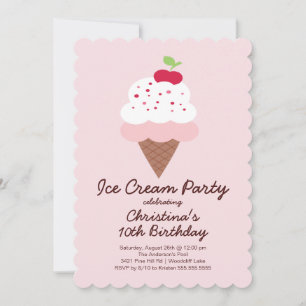 Cute Ice Cream Birthday Party Invitation