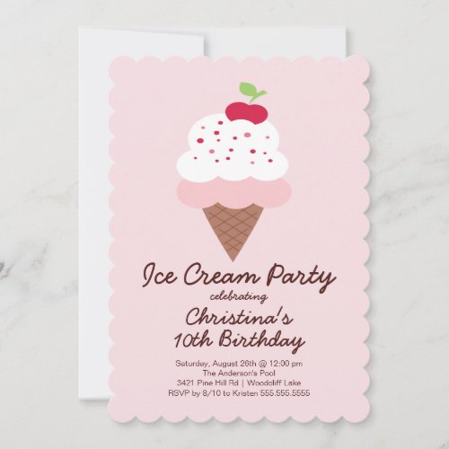 Cute Ice Cream Birthday Party Invitation