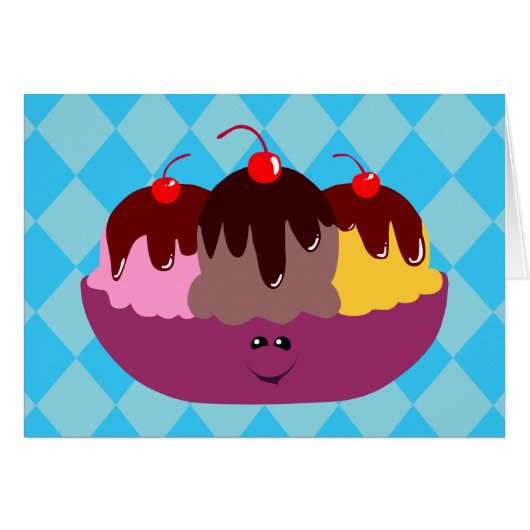 Cute Ice Cream Bowl Cards (Front Horizontal)
