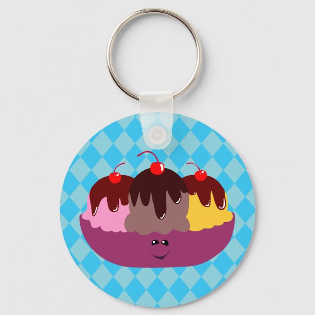 Cute Ice Cream Bowl Keychain (Front)