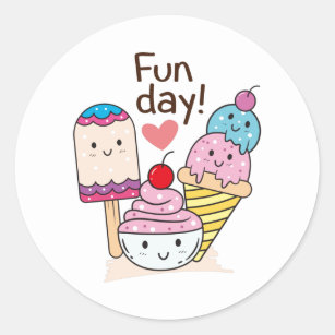 Adorable Cute Kawaii Summer Ice Cream Cartoon Emoji - Double Scoop Vin –  Shinobi Stickers