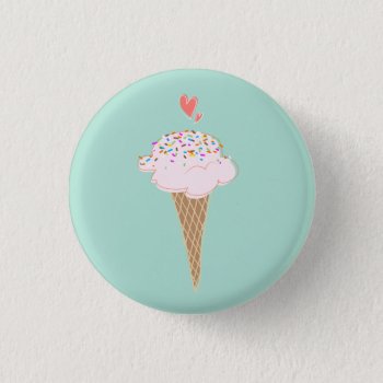Cute Ice Cream Cone   Button by sm_business_cards at Zazzle