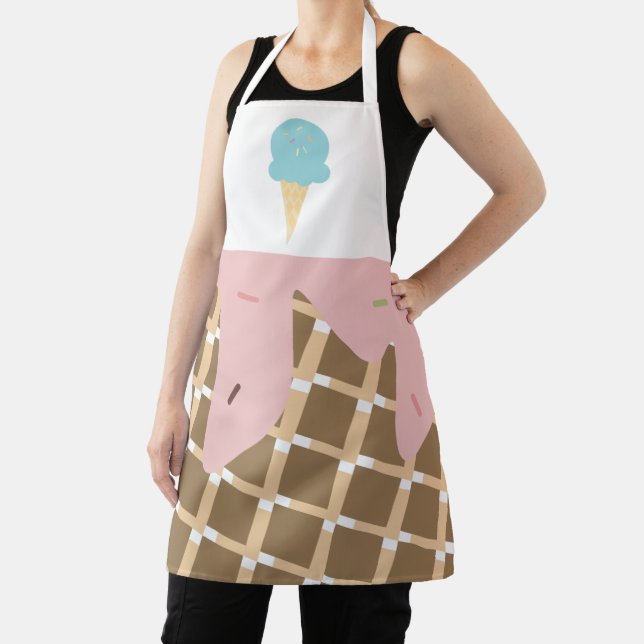 Cute Ice Cream Cone Melting Pink Sprinkles Apron (Insitu)