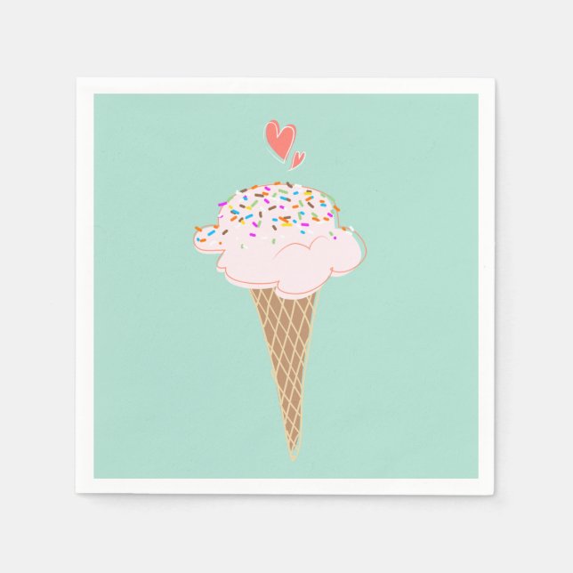 Cute Ice Cream Cone   Napkins (Front)