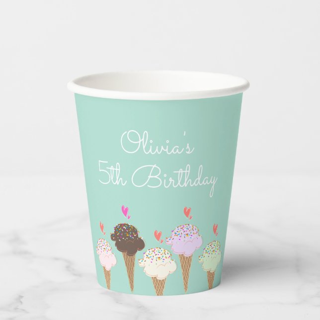 Cute Ice Cream Cone   Paper Cups (Front)