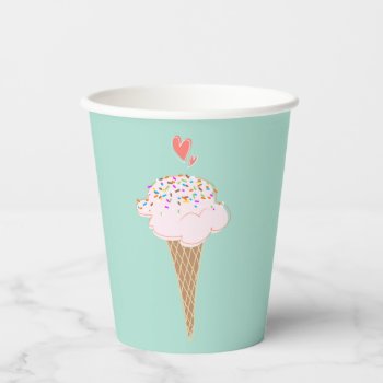 Cute Ice Cream Cone   Paper Cups by sm_business_cards at Zazzle