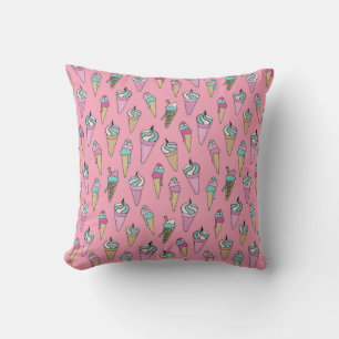 Cute Ice Cream Cone pattern Throw Pillow