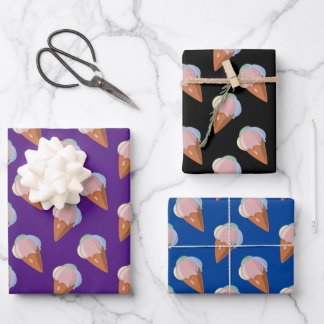 Cute Ice Cream Cone Pattern Wrapping Paper Sheets