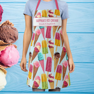 Cute Ice Cream Cone Popsicle Custom Text Apron
