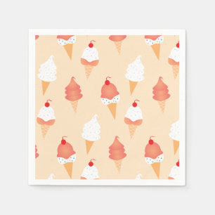 Cute Ice Cream Cone Sprinkles And Cherry Pattern Napkins