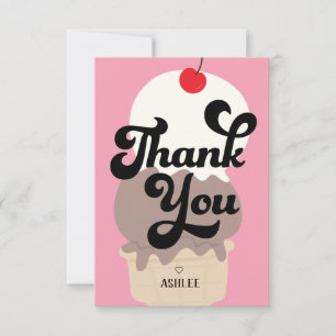 Cute Ice Cream Cone Thank You Card