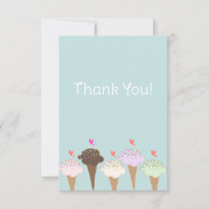 Cute Ice Cream Cone Thank You Note Card