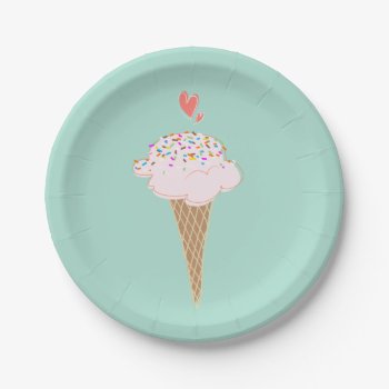 Cute Ice Cream Cone  Thank You Paper Plates by sm_business_cards at Zazzle
