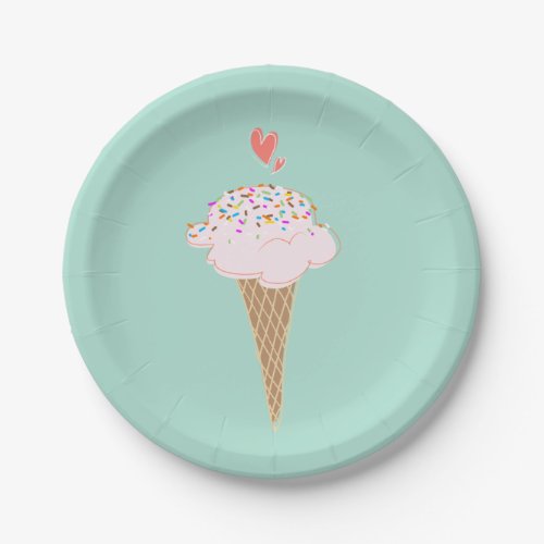 Cute Ice Cream Cone  Thank You Paper Plates