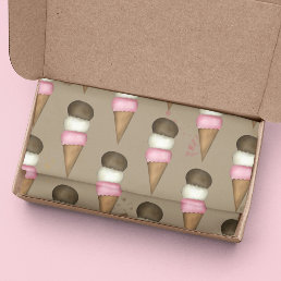 Cute Ice Cream Cone Whimsical Neapolitan Pattern Tissue Paper