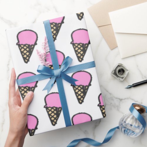 Cute Ice Cream Cones Pattern Wrapping Paper