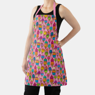 Cute Ice Cream Cones Pink Dessert Pattern Apron