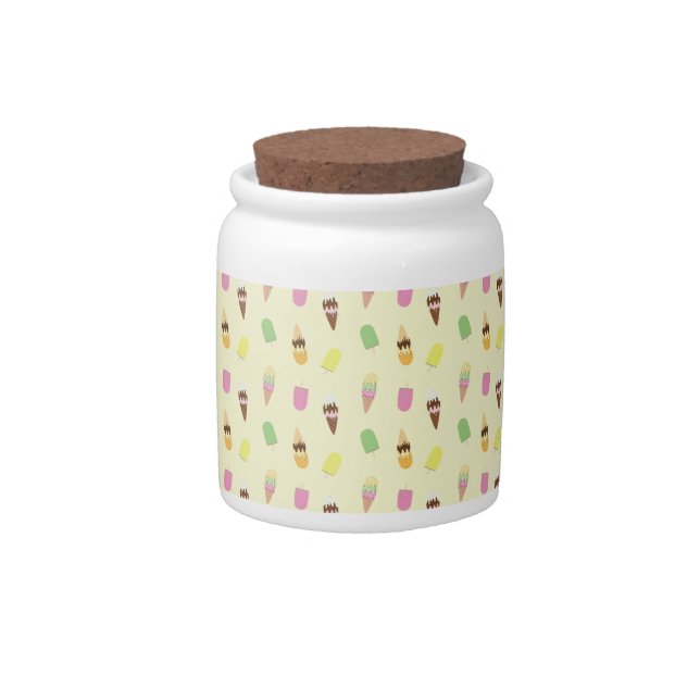 Cute Ice Cream Cones Popsicle Ice Blocks on Yellow Candy Jar (Front)