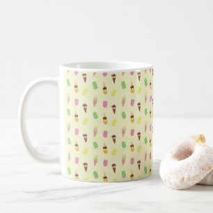 Cute Ice Cream Cones Popsicle Ice Blocks on Yellow Coffee Mug