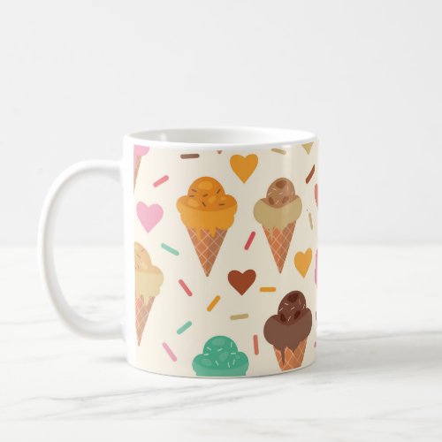 Cute Ice Cream Cones with Hearts  Coffee Mug