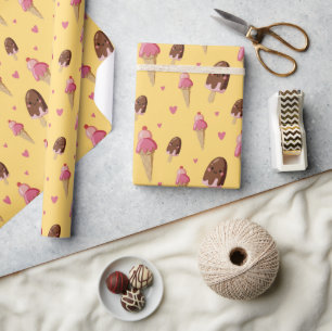 Cute Ice Cream Desserts Wrapping Paper