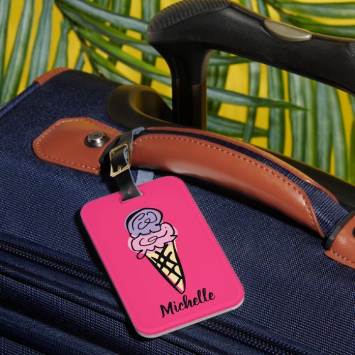 Cute ice cream doodle personalized travel luggage tag