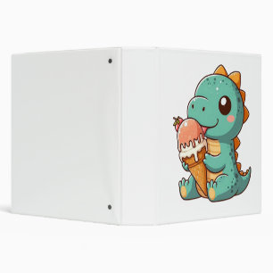 Cute ice cream eating dino 3 ring binder