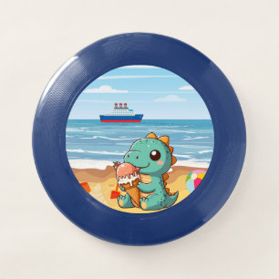 Cute ice cream eating dino at the beach Wham-O frisbee