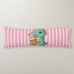 Cute ice cream eating dino body pillow