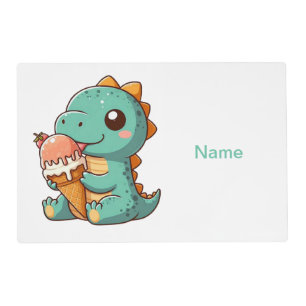 Cute ice cream eating dino placemat
