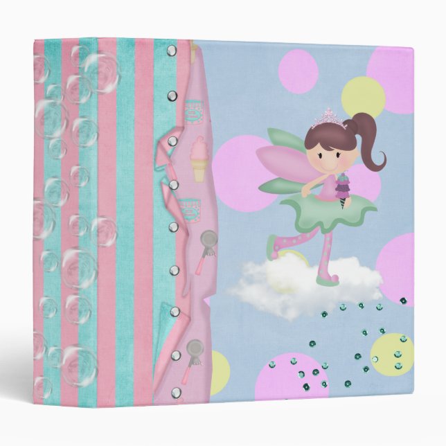 cute ice cream fairy notebook 3 ring binder (Front/Spine)