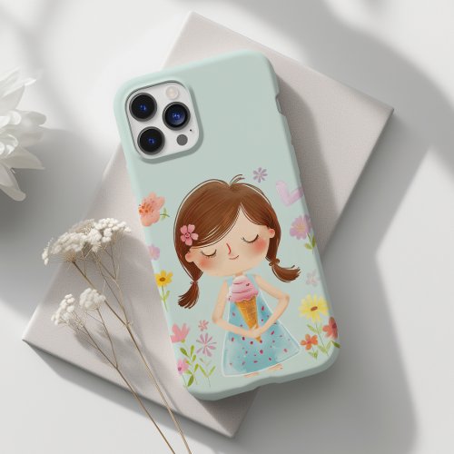 Cute Ice Cream Girl Art iPhone  iPad case