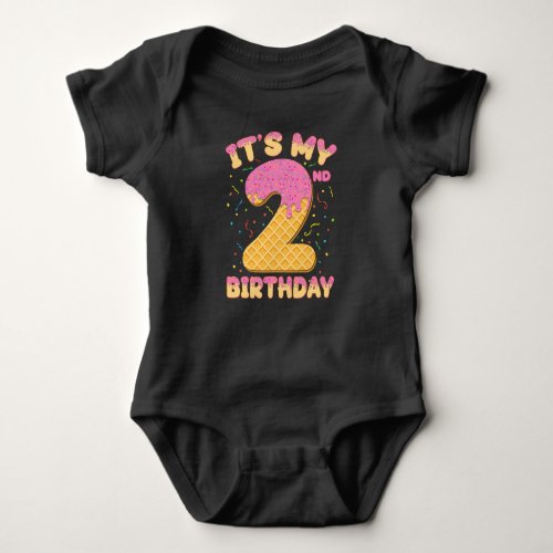 Cute Ice Cream Its my 2nd Birthday 2 years Girl Baby Bodysuit